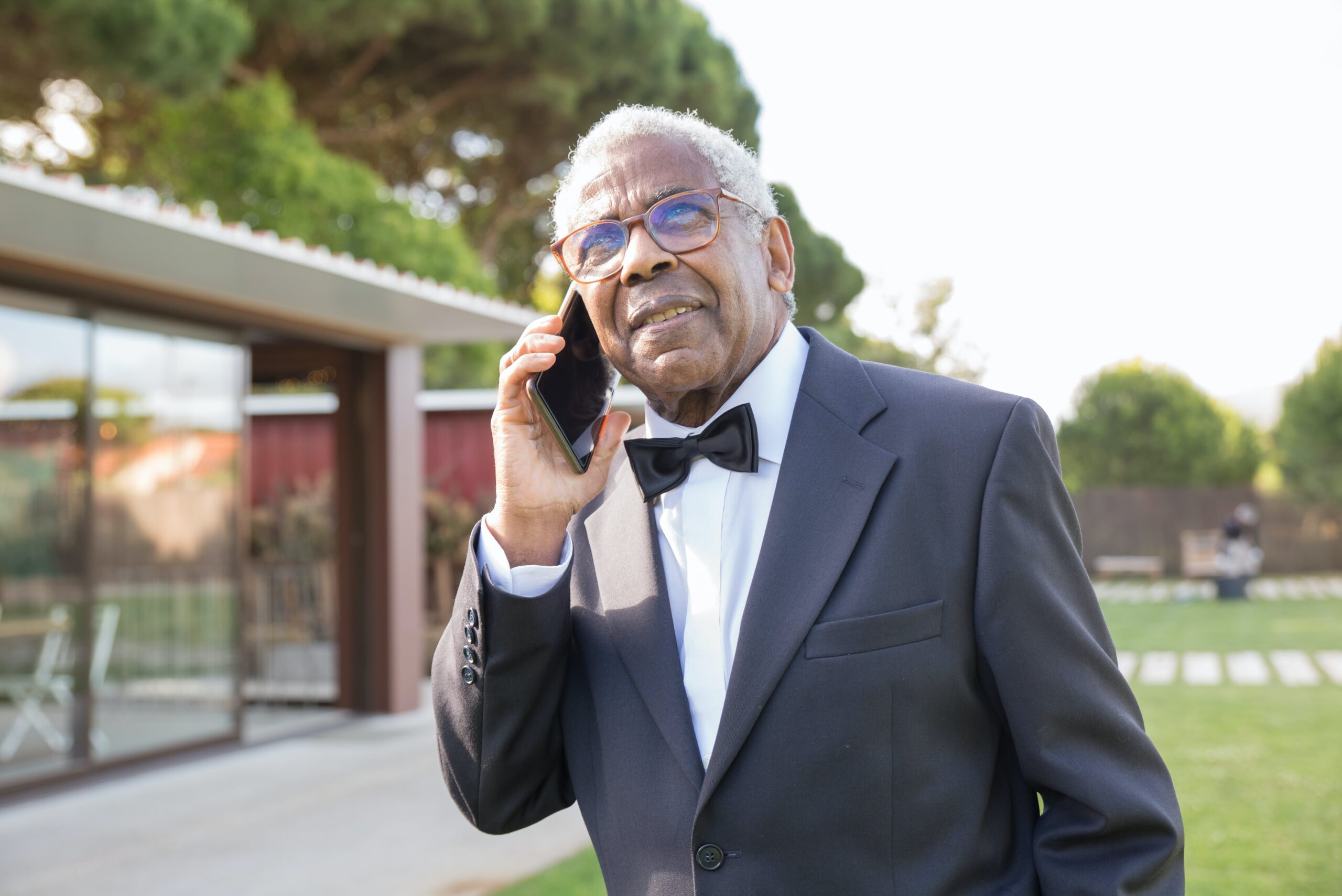 Male senior on phone